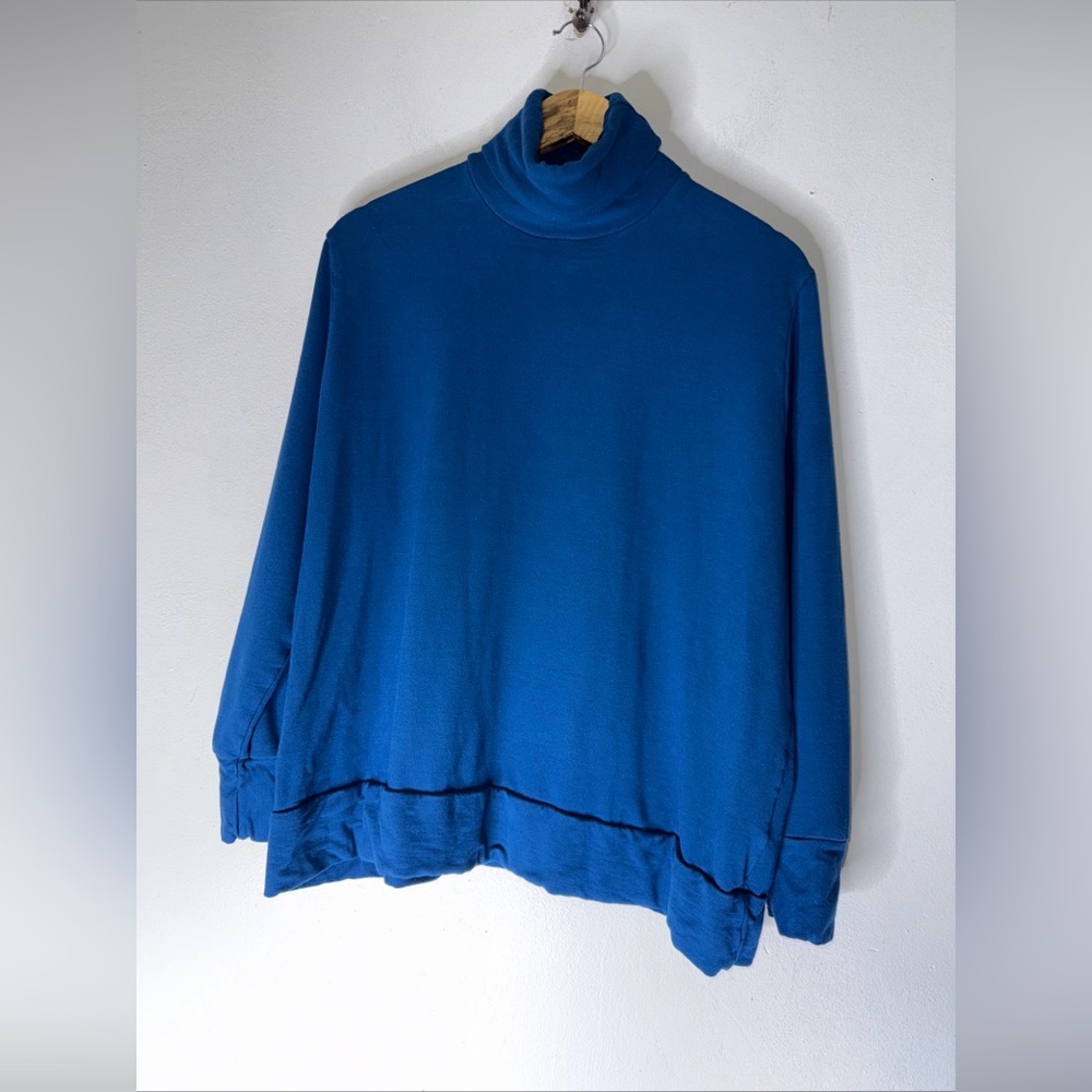 majestic filatures‎ 3 Blue Turtle Neck Top Deluxe Teeshirt Long Sleeve